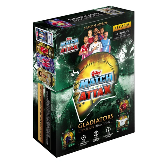 PRE-ORDER: Topps UCC Match Attax 2025-26 - GLADIATORS MEGA TIN #2 Warriors (45 Cards + 3 Exclusive LEs)