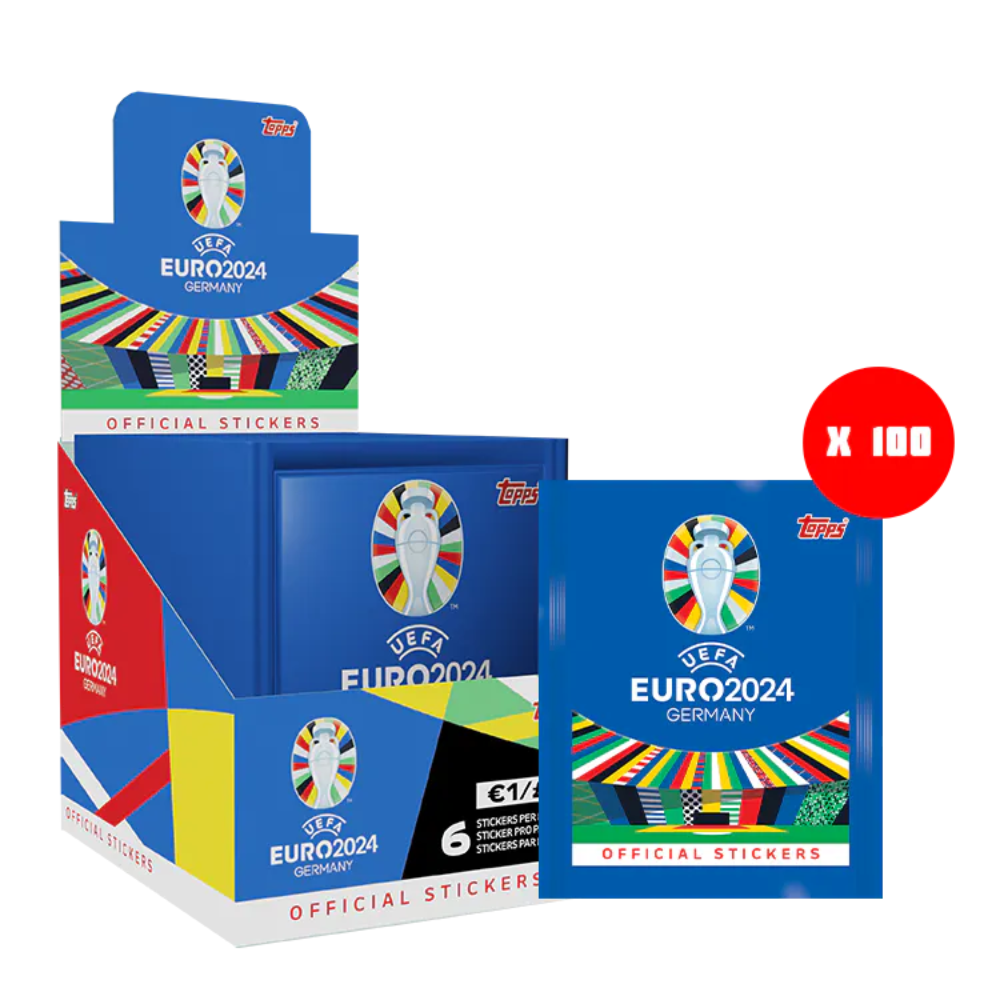 PRE-ORDER: Topps UEFA EURO 2024 Sticker Collection - Box of 100 Sticker Packets (inc 600 Stickers)