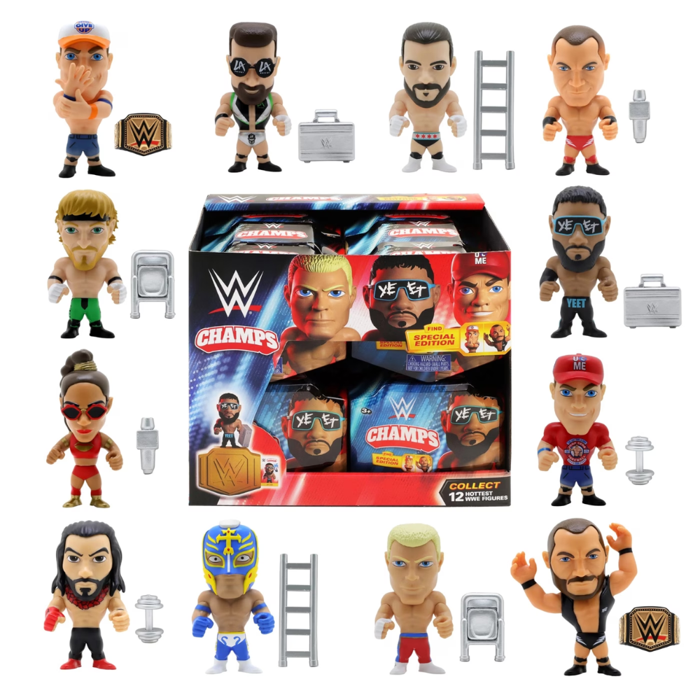 WWE Pop 'N' Lock Champs - SET OF 12 WAVE 1 FIGURES inc Rare Randy Orton & John Cena