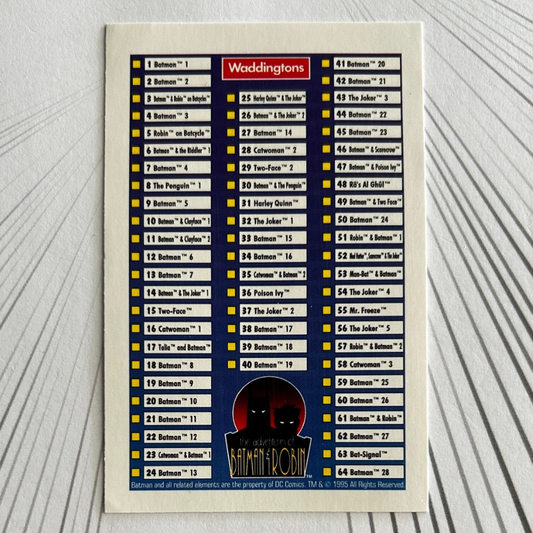 Waddingtons POG Adventures of Batman & Robin (1995) - Single POG Milkcaps #B1 - #B64