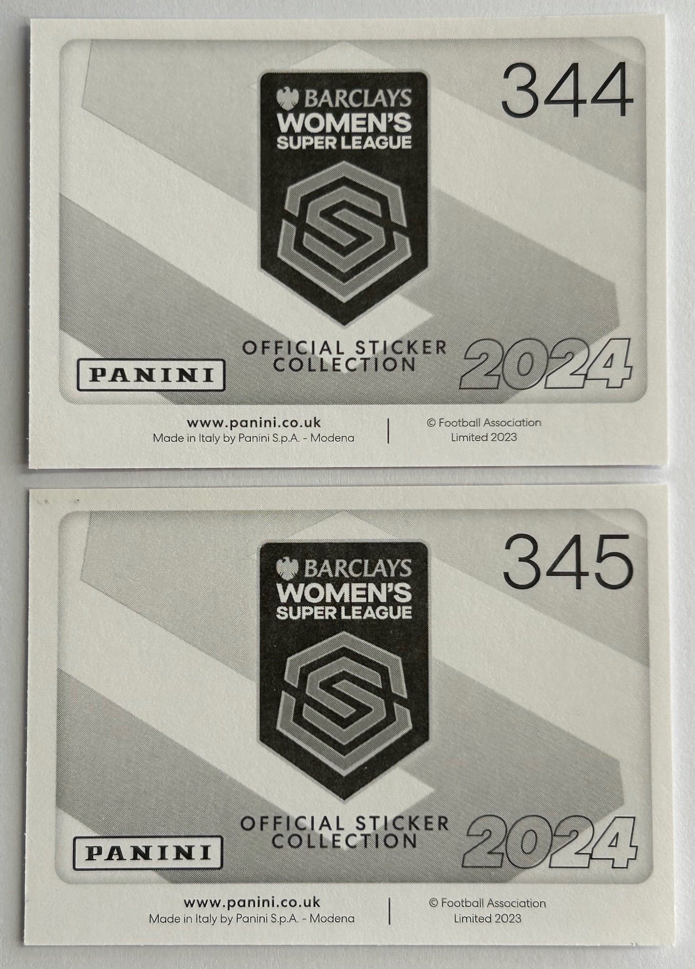 Panini Barclays Women's Super League 2024 - WEST HAM UTD TEAM TRIUMPH Stickers #344 & #345