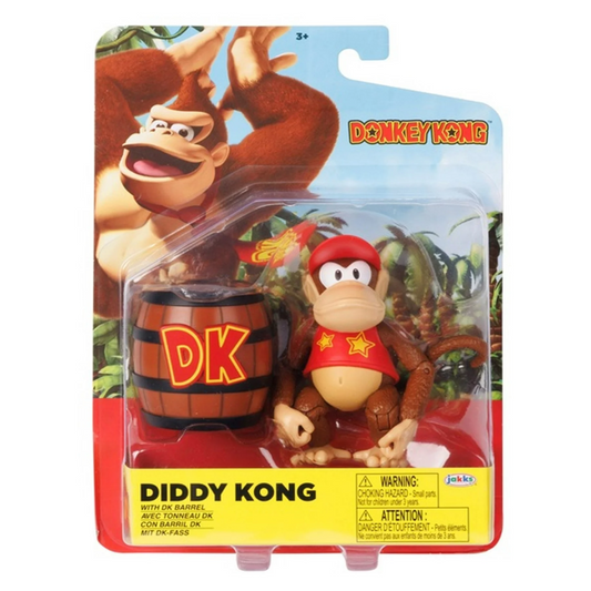 World of Nintendo DIDDY KONG Donkey Kong 4" Deluxe Action Figure (with DK Barrel)