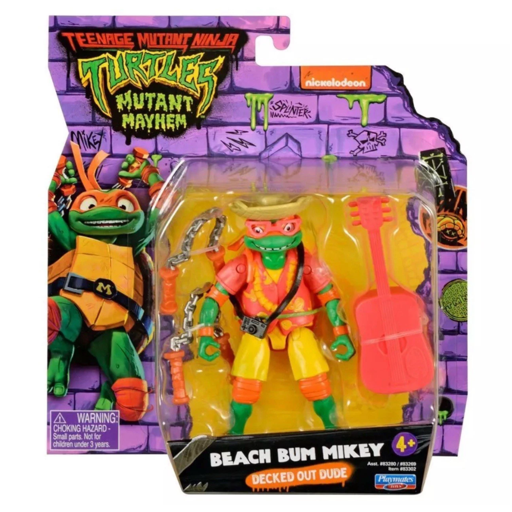 nickelodeon Teenage Mutant Ninja Turtles Mutant Mayhem - BEACH BUM MIKEY 4.5" Action Figure