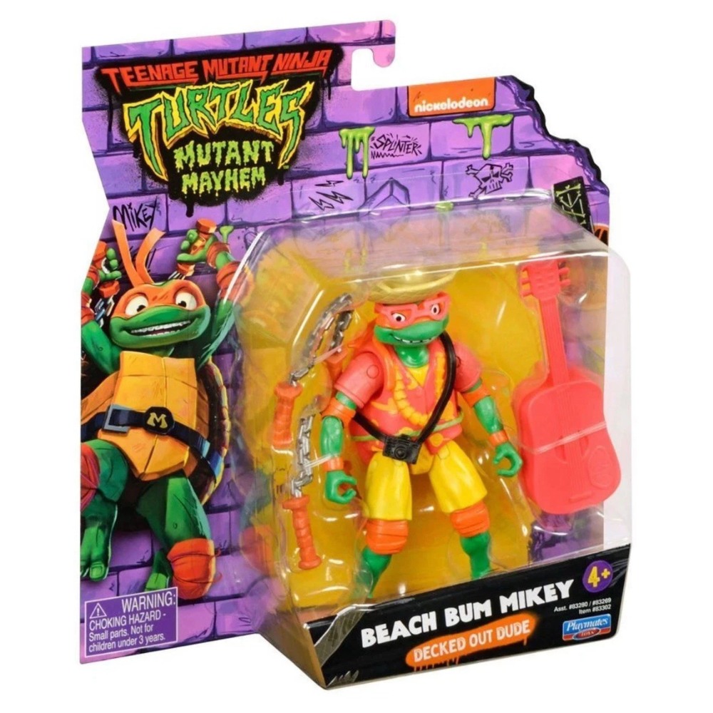 nickelodeon Teenage Mutant Ninja Turtles Mutant Mayhem - BEACH BUM MIKEY 4.5" Action Figure